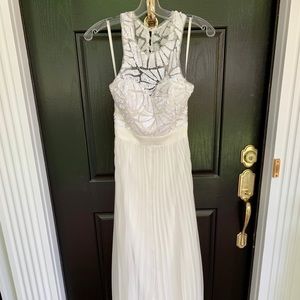 White sequin open back maxi dress
